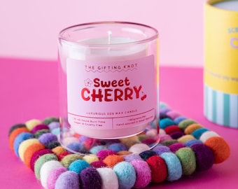Cherry Blossom & Plum Soy Candle | Fruity Floral Amber Scent | Double Wall Glass Candle | Gift Tube | Handmade UK