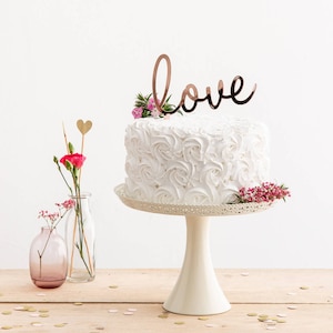 Large Love Cake Topper - Wedding Cake Decoration - Romantic Party Cake Topper - Script Love Acrylic Decoration - Laser Cut Cake Topper