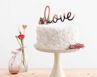 Large Love Cake Topper - Wedding Cake Decoration - Romantic Party Cake Topper - Script Love Acrylic Decoration - Laser Cut Cake Topper