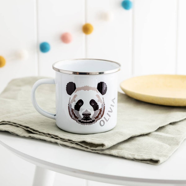 Panda Personalised Children's Enamel Mug