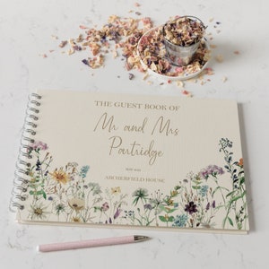 Wedding Guestbook - Personalised Wildflowers  - Civil Ceremony - Ivory Guest Book - Photo Album