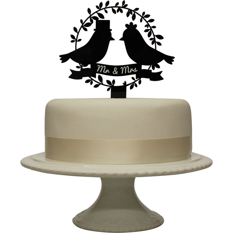 Mr and Mrs Wedding Cake Topper Love Birds Cake Topper Etsy