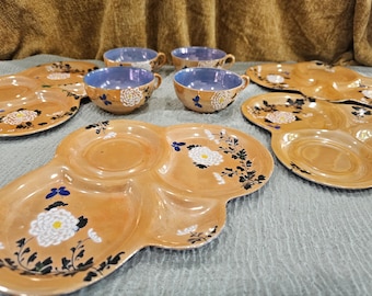 Vintage Lustreware Tee-Set 4 Portionen Handbemalt In Japan