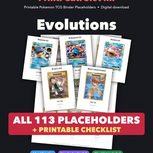 Evolutions-map-inlegvellen - Complete set | Pokémon-map-inlegvellen met 9 vakken | Masterset-checklist (digitale download)