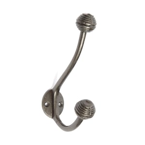 Hand-Forged Cast Iron Beehive Double Coat Hook, Rustic Farmhouse Hardware