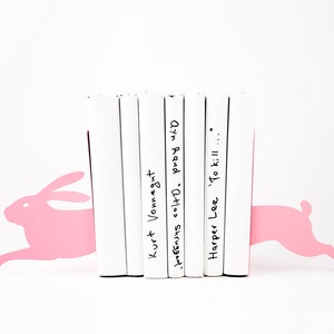Pink Hare Bookends: Modern Woodland Nursery Decor