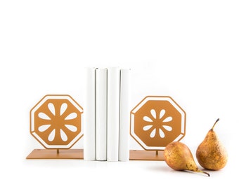 Metal Bookends Pear Cut // Functional Shelf Decor Organizer // FREE  SHIPPING