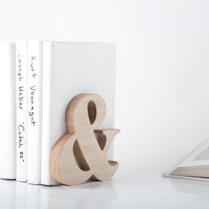 Wooden bookend Ampersand // Functional decor for modern home image 1