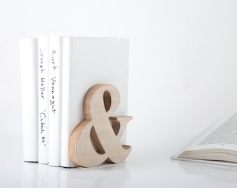 Wooden bookend Ampersand // Functional decor for modern home