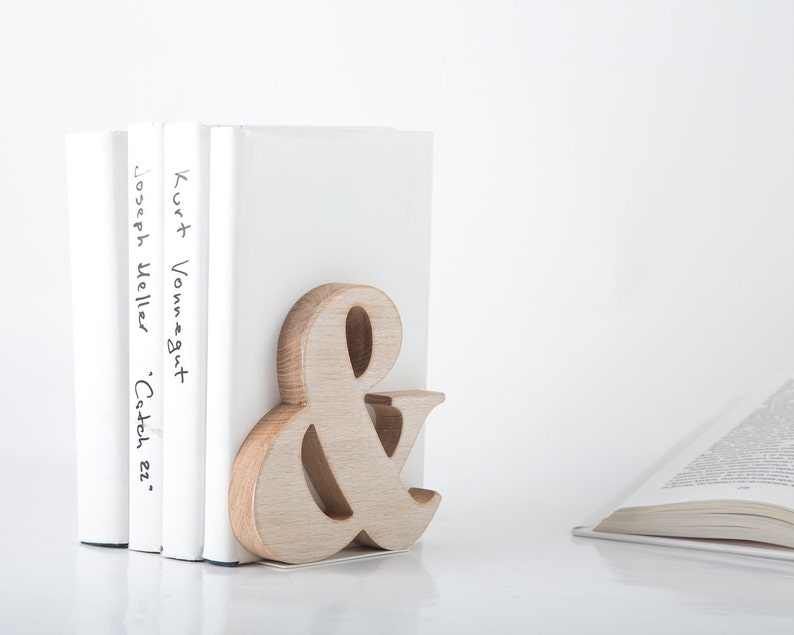 Wooden bookend Ampersand // Functional decor for modern home image 1