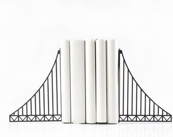 Metal Bookends: Verrazano Bridge Silhouette, NYC Home Decor