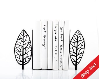 Metal Leaf Bookends: Unique Tree Design