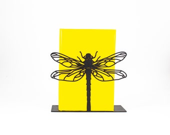 A Single Bookend Metal Dragonfly // Minimalist Shelf Decor