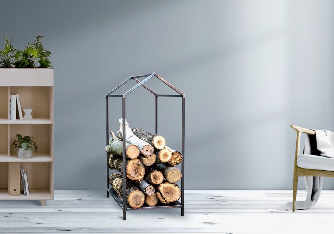 Modern Log Rack Firewood Rack: Hand Welded Modern Log Holder - Etsy