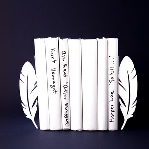 White Metal Bookends Feathers perfect gift for creative book lover