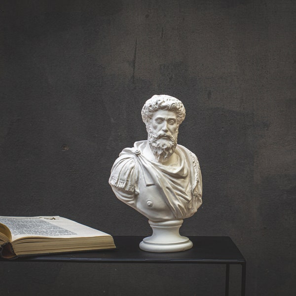 Männliche Büstenskulptur // Marcus Aurelius Antoninus // Trendige römische Statue für modernes Zuhause // Etsy-Typ // Kostenloser Versand