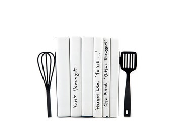 Serre-livres- Spatule et fouet  LIVRAISON GRATUITE serre-livres pour vos livres de cuisine découpé au laser metal