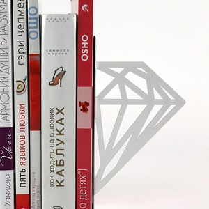 White metal bookends Diamonds- Design Atelier Article on Etsy.