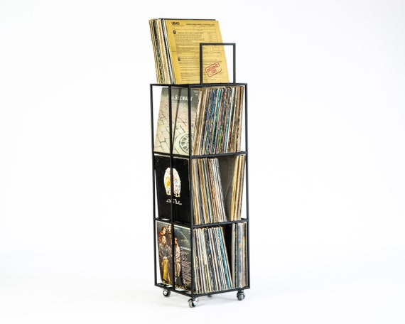Rolling Vinyl Record Stand Storage Rack 2Tier LP Record Album Book Holder  Shelf