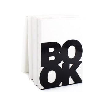 Modern Simple Metal Bookends BookOne, Gift for Librarian, Teacher, Student, Book Club Party favors.