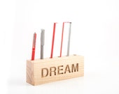 Desk organizer for pencils, brushes and pens. DREAM. Simple and stylish shabby looking wooden item // FREE SHIPPING