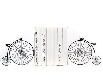 Bookends Penny Farthing Circus Bike, High Wheel Bicycle, Unique Bookish Gift for Friends, Bookworms, Biking Lovers.