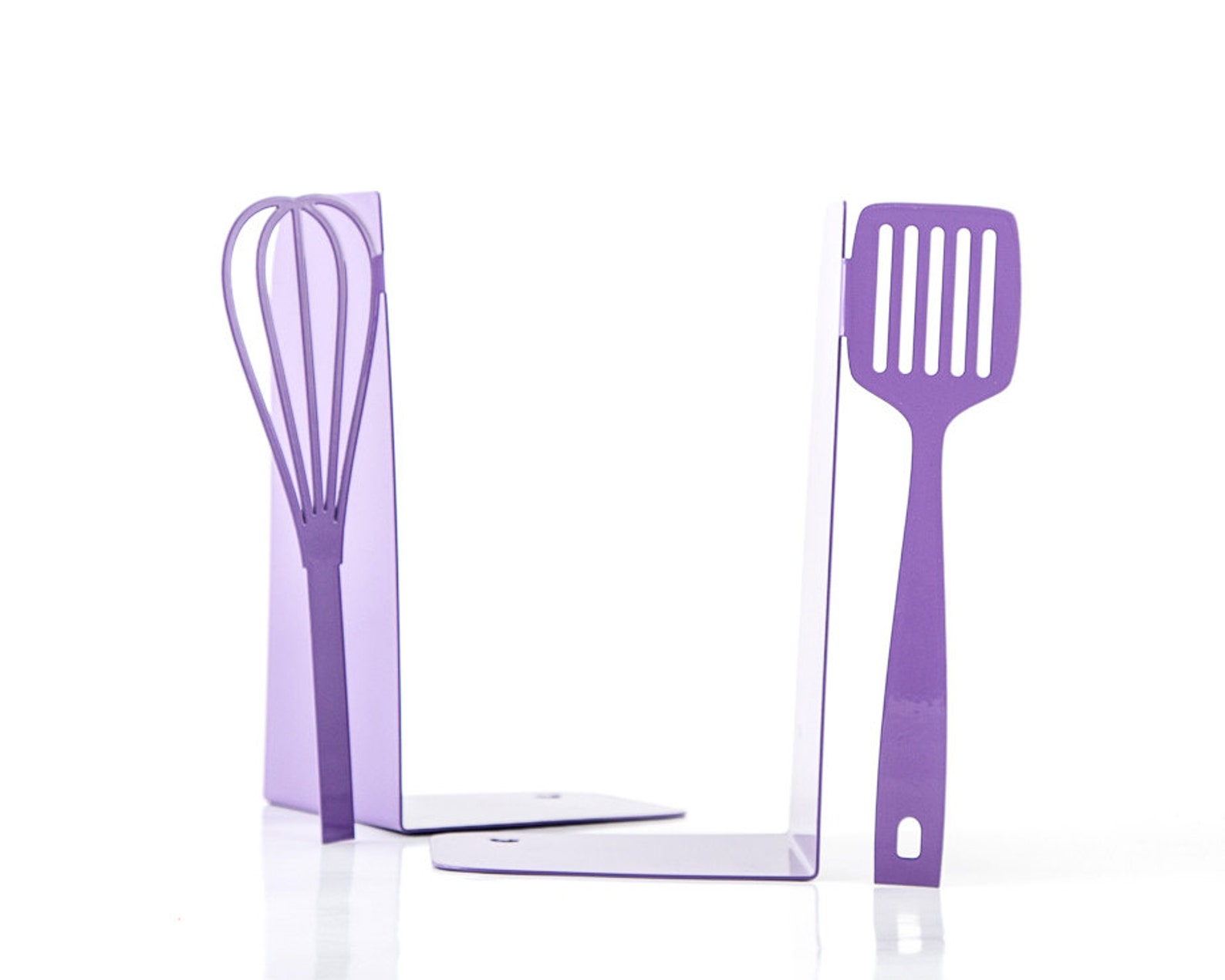 Metal Kitchen Bookends // Spatula and Whisk Purple // Etsy