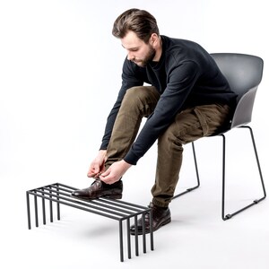 Minimalist Black Metal Shoe Rack, Hand Welded Shoe Storage for Stylish ...