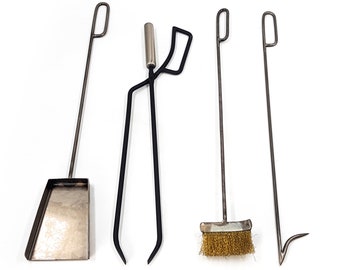 Hand Welded Fireplace Tools Set: Compact Modern Hearth Accessories