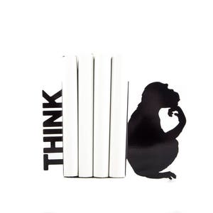Metal Bookends: Thinker Silhouette, Modern Home Decor