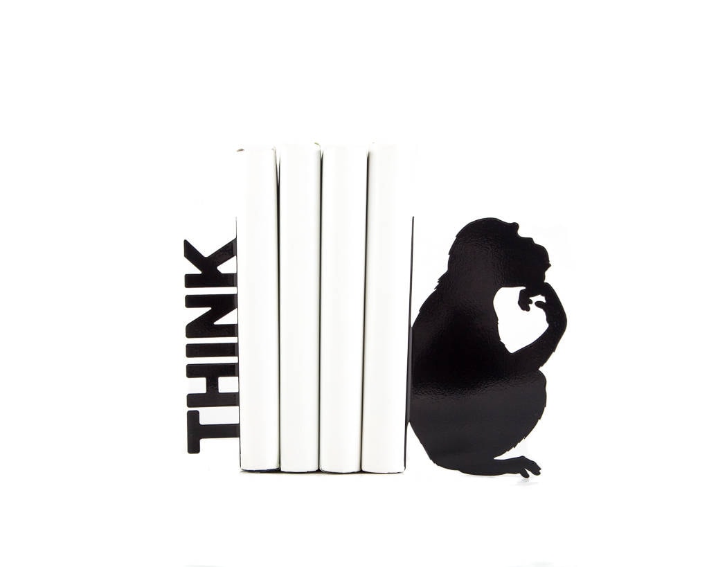 Metal Bookends Thinker Silhouette, Modern Home Decor