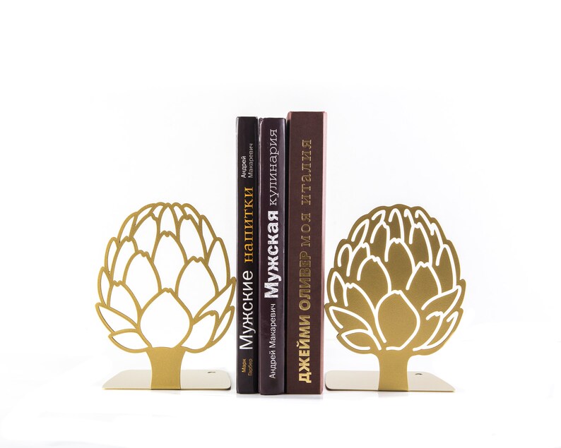 Kitchen bookends // Artichoke Golden edition // cookbook Etsy