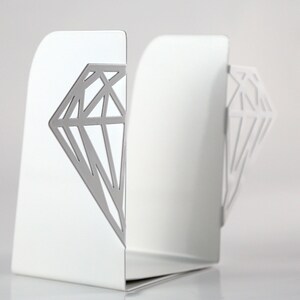 White metal bookends Diamonds- Design Atelier Article on Etsy.