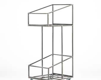 Mobile Vinyl Record Storage Cart: Double Deck LP Bar Cart