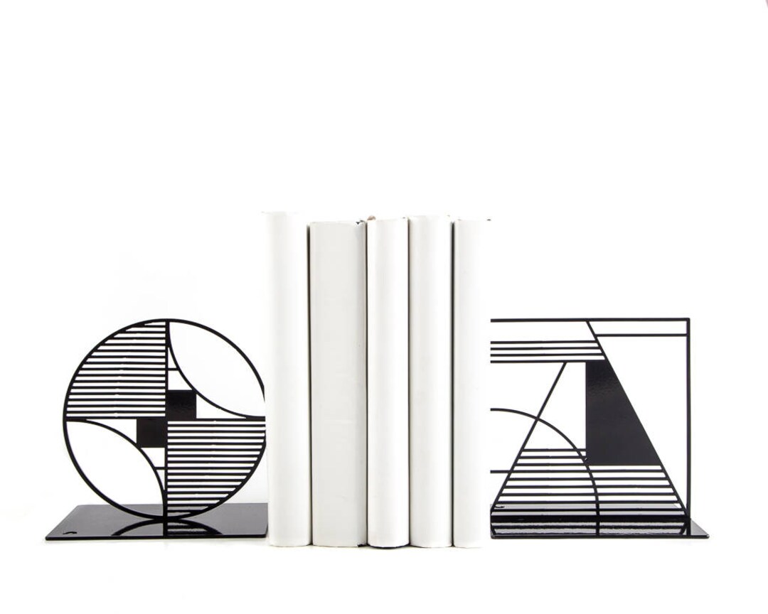Bookend Shape Metal Bookends // Shapes // Geometry Bauhaus Inspired Shelf Decor - Etsy