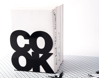 Sujetalibros de cocina de metal: Decoración moderna para estanterías de libros de cocina de chef