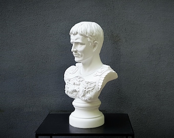 Roman Emperor, Julius CaesarTrendy, Classic Male Bust Statue for Modern Home