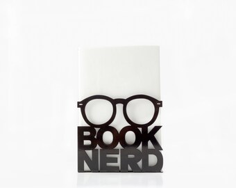 A metal bookend Nerd // Telling shelf decor for reading home // back-to-school gift // FREE SHIPPING WORLDWIDE