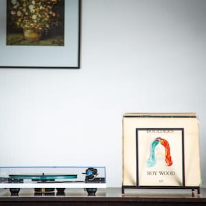 Minimalistische stalen vinylplatenstandaard: LP-albumdisplay