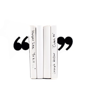 Decorative Bookends - Quotation Marks - Unique Book Holders for Modern Home, Housewarming Gift