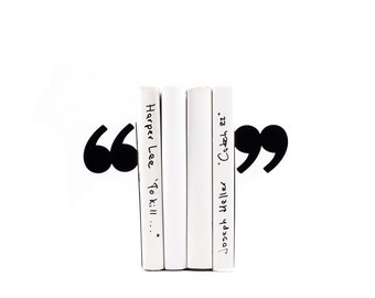 Decorative Bookends - Quotation Marks - Unique Book Holders for Modern Home, Housewarming Gift