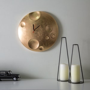 Gold Moon Handmade Wall Clock // Perfect Clock for Modern, Whimsical, Chic Home Decor image 3