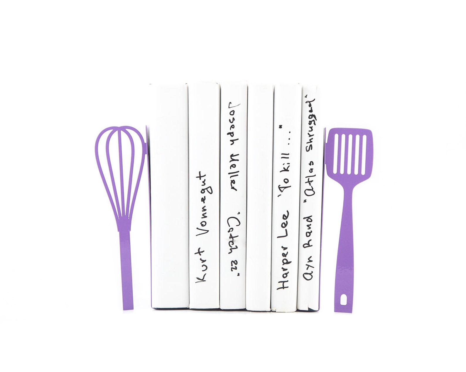 Metal Kitchen Bookends // Spatula and Whisk Purple // Etsy