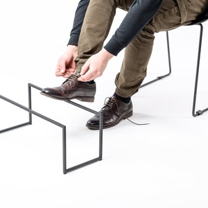 Skinny Black Metal Shoe Rack Hand Welded Shoe Storage for Stylish Home ...