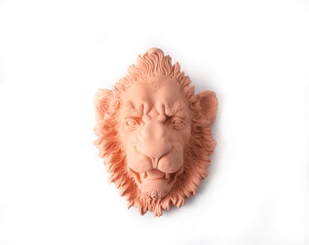 Lion Ceramic Plaster Head Terracotta // Unique Wall decor // Ancient Sculpture Replicated in Our Workshop // Free Shipping