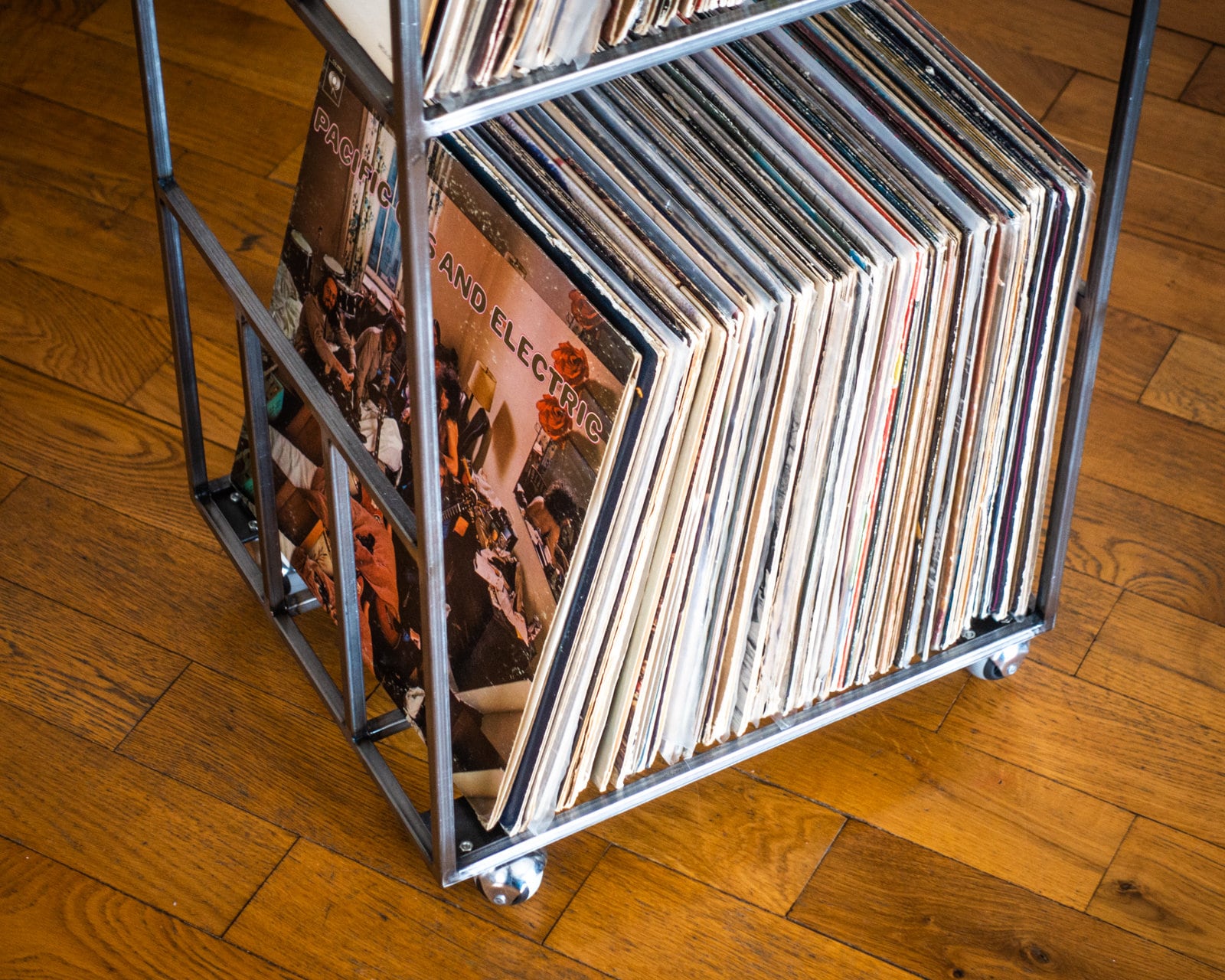 LP storage Double deck Album crate cart Lower level shelf Easy access - Picture 7 of 21