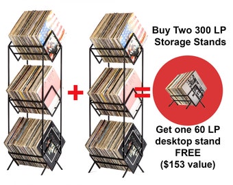 Special Proposition - Buy TWO 300 LP Record Vinyl Record Stands - Get One Desktop LP Record Stand Display Free*