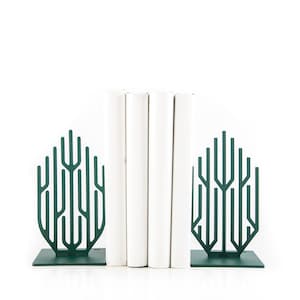 Green Metal Bookends | Modern Trees | Modern and Simple Minimalist Shelf Decor