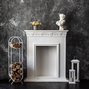 Log holder // Firewood Storage with a round kindling section // Bauhaus Oval White