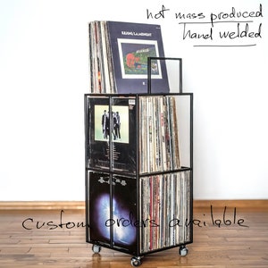 LP Storage Triple Deck Album Crate Cart, Container Holds Up to 180 LP Records, Gift for Vinyl Music Lover